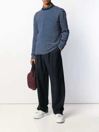 Shop Marni Striped Knit Sweater In Blue