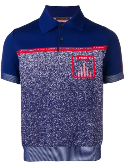 Shop Prada Logo Polo Shirt In Blue