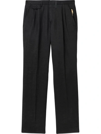 Shop Burberry Zip-detailed Trousers In Black