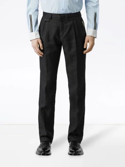 Shop Burberry Zip-detailed Trousers In Black