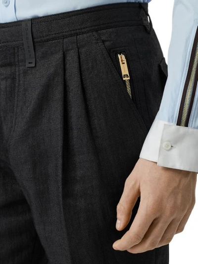 Shop Burberry Zip-detailed Trousers In Black