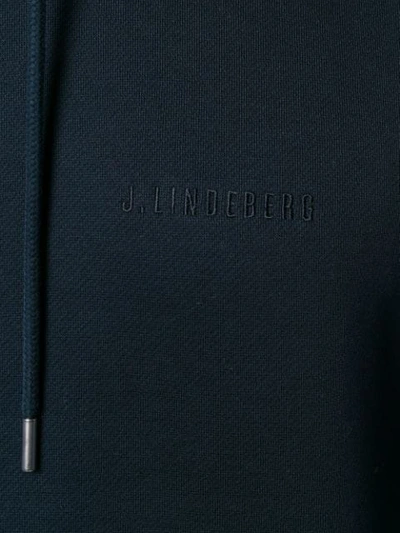 Shop J. Lindeberg Chip Embroidered Logo Hoodie In Blue