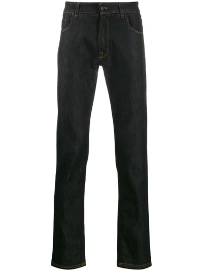 Shop Fendi Slim-fit 5 Pocket Jeans In Black