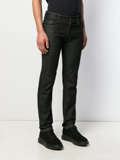 Shop Fendi Slim-fit 5 Pocket Jeans In Black