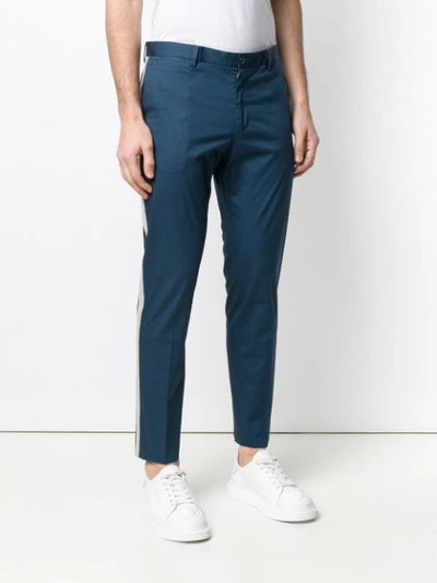 Shop Dolce & Gabbana Contrast Side Panels Chinos In Blue