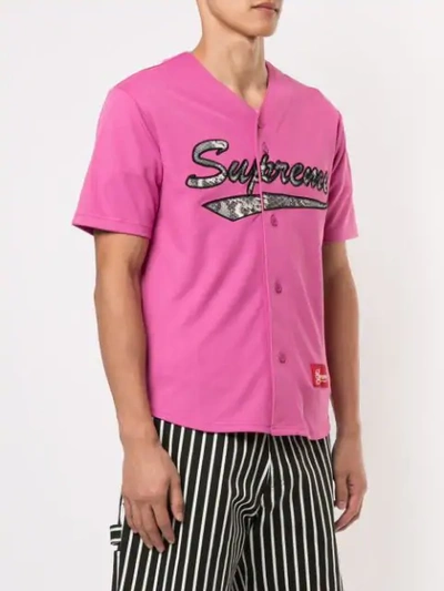 Shop Supreme Logo Baseball Jersey In Pink