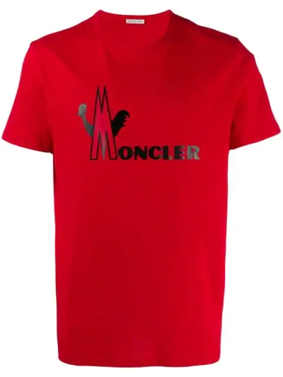 Shop Moncler Logo Print T-shirt In Red