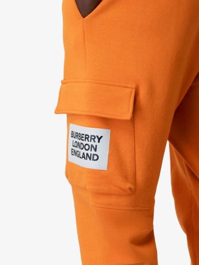 BURBERRY LOGO印花全棉运动裤 - 橘色
