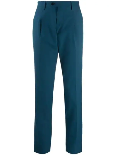 Shop Etro Tailored Straight Leg Trousers In Blue