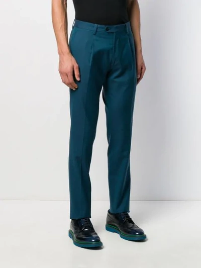 Shop Etro Tailored Straight Leg Trousers In Blue