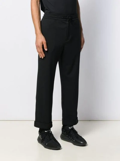 Shop Y-3 Drawstring Waist Trousers In Black