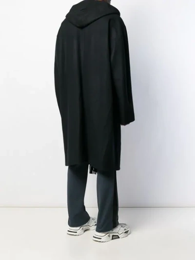 Shop Juunj Oversized Hooded Coat In Bk Black