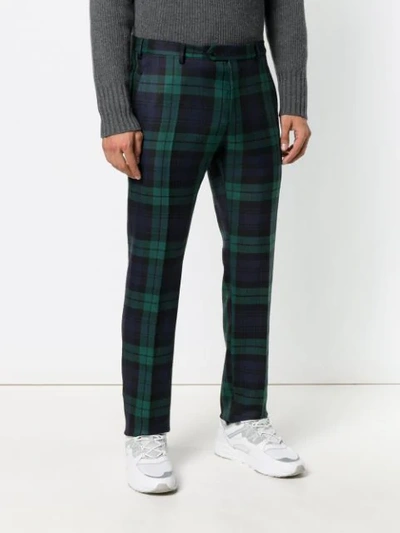 Shop Valentino Tartan Trousers In Green