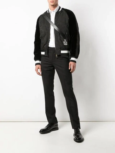 Shop Dolce & Gabbana Logo Patch Bomber Jacket In Black