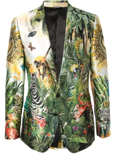Shop Dolce & Gabbana Tropical King Print Blazer In Multicolour