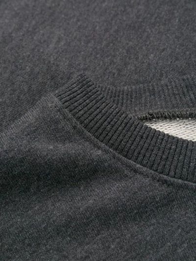 Shop Les Hommes Destroyed Logo Sweatshirt In Grey