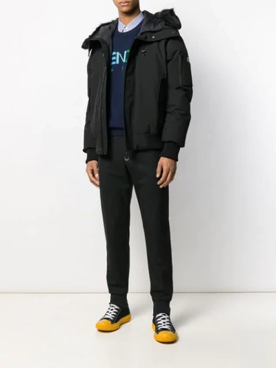 Shop Kenzo Padded Zip-up Hooded Jacket In Black