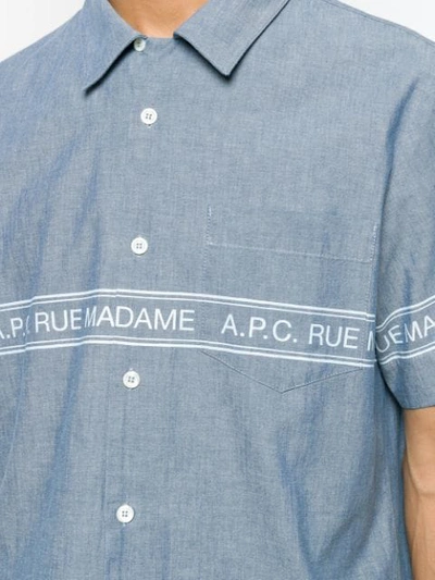 Shop Apc Printed Logo Shirt In Blue