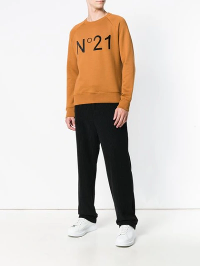 Shop N°21 Nº21 Logo Print Jersey Sweater - Brown