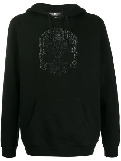 Shop Hydrogen Rhinestone Skull Hoodie In Black