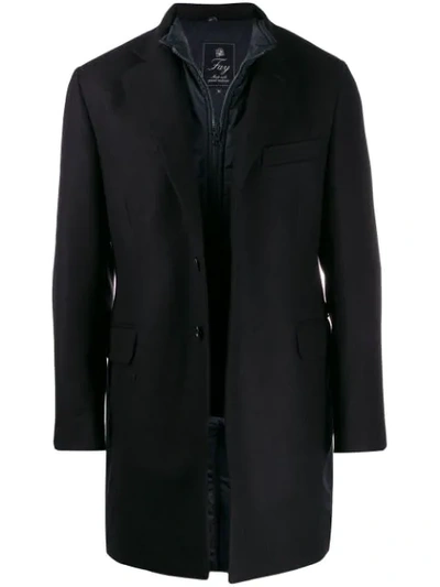 Fay Single-breasted Tailored Coat In Blue