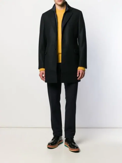 Fay Single-breasted Tailored Coat In Blue