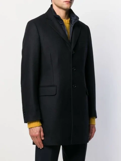 Fay Single-breasted Tailored Coat In Blue