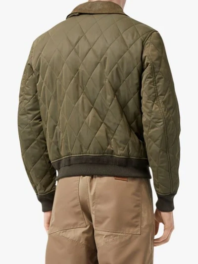 Shop Burberry Diamond Quilted Thermoregulated Jacket In Green