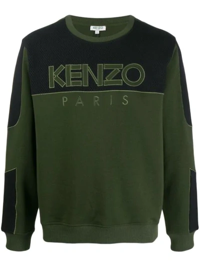 Shop Kenzo Mesh Panel Sweatshirt In Green