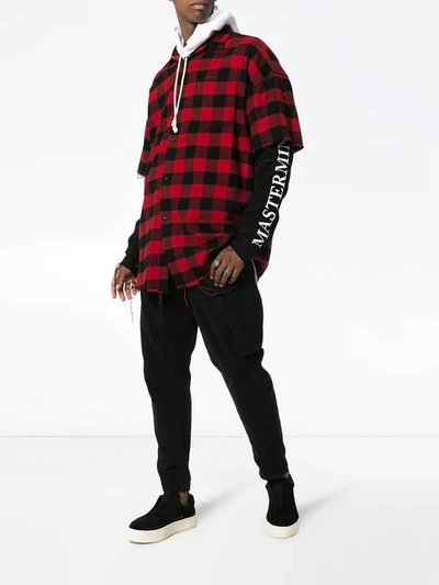 Shop Mastermind Japan Layered Check Cotton Shirt In Black