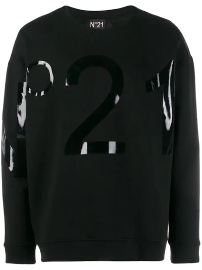 Shop N°21 Logo Printed Sweatshirt In Black