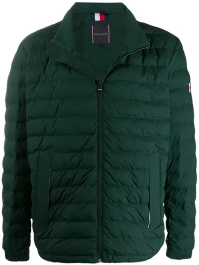 Shop Tommy Hilfiger Zipped Padded Jacket In Green