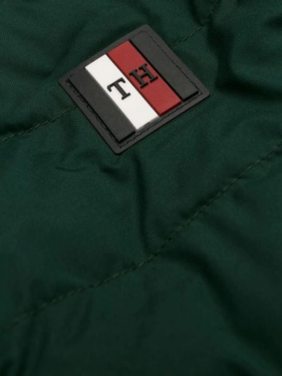 Shop Tommy Hilfiger Zipped Padded Jacket In Green