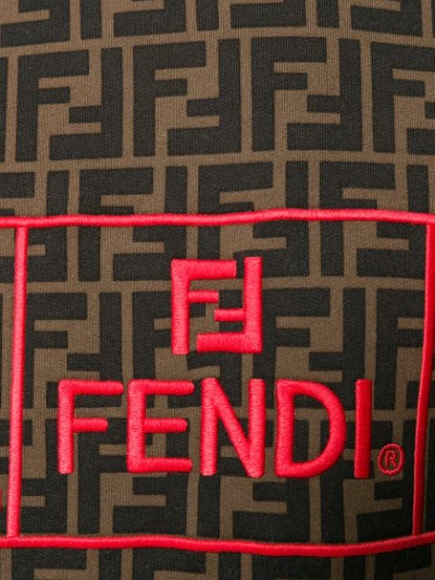 Shop Fendi Ff Print Embroidered Logo Sweater In Black