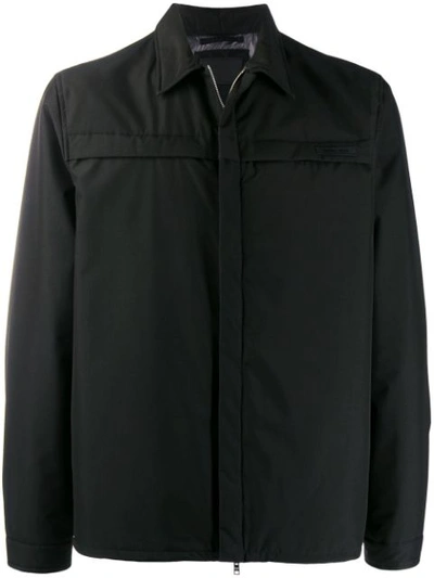 Shop Prada Gabardine Zip-up Jacket In Black