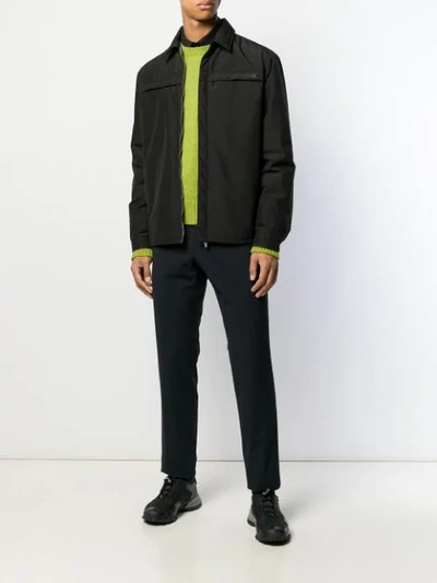 Shop Prada Gabardine Zip-up Jacket In Black