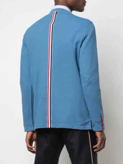 Shop Thom Browne Stripe Applique Long-sleeve T-shirt In Blue