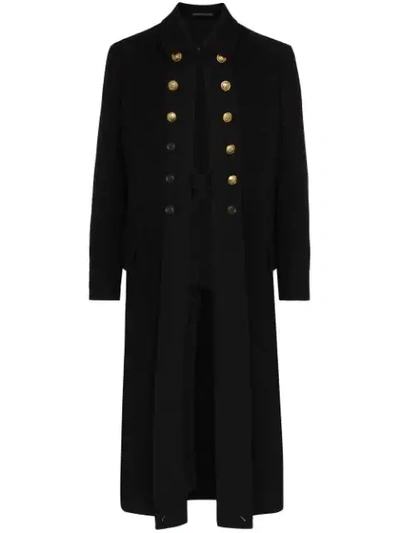 Shop Yohji Yamamoto Military Long Coat In Black