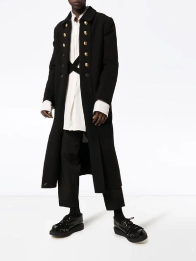 Shop Yohji Yamamoto Military Long Coat In Black