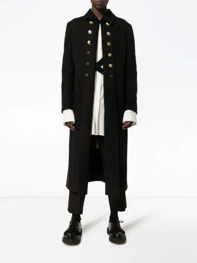 Shop Yohji Yamamoto Military Long Coat In Black