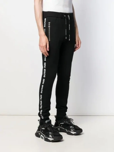 Shop Balmain Side Panelled Track Pants In Black