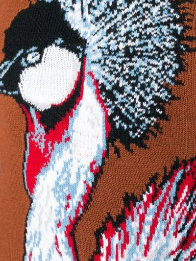 Shop Valentino Bird Intarsia Knit Sweater In Brown