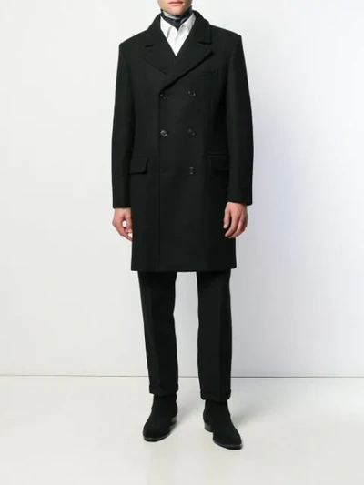 SAINT LAURENT DOUBLE-BREASTED PEACOAT - 黑色