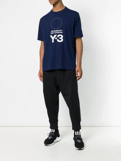 Shop Y-3 T-shirt Mit Logo-print In Blue