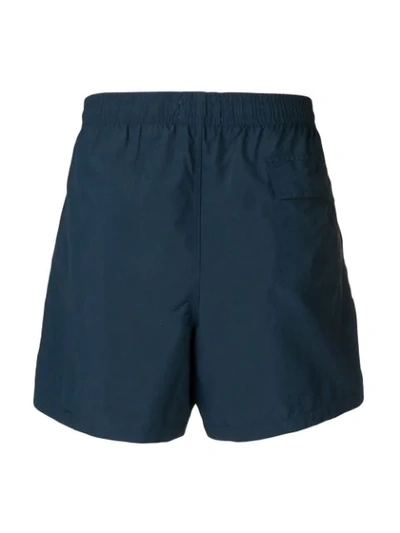 Shop Maison Kitsuné Elastic Waist Swim Shorts In Blue