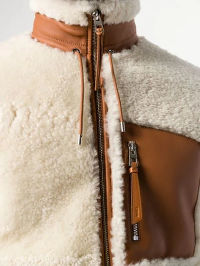 Shop Loewe Shearling-jacke Mit Reissverschluss In Neutrals