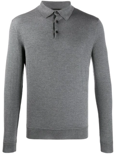 Shop Ermenegildo Zegna Langärmeliges Poloshirt In K97 Grey