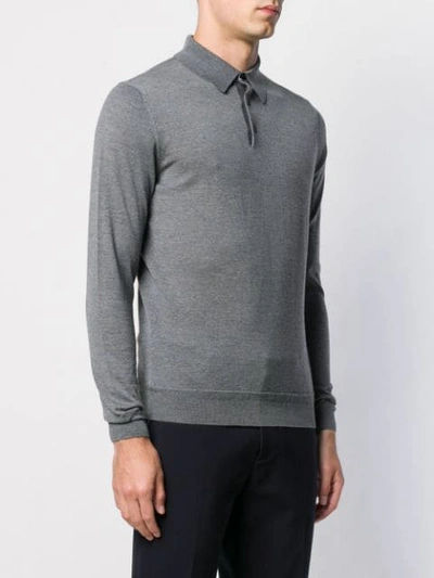 Shop Ermenegildo Zegna Langärmeliges Poloshirt In K97 Grey