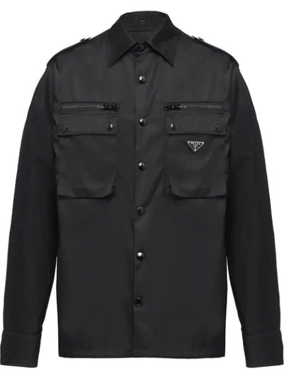 Shop Prada Technical Military Shirt In Black