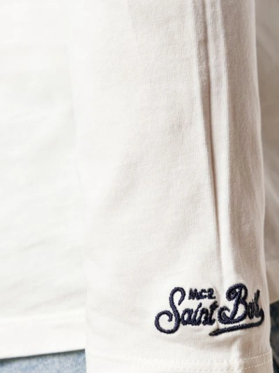 Shop Mc2 Saint Barth Slogan Print Long Sleeve Top In White